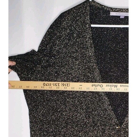 Luxe Carmen Short Sleeve Cardigan Women 3X Button Gold Sparkle Glam - Picture 6 of 10